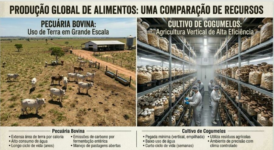 Imagem Enquanto-a-pecuária-consome-recursos-e-emite-gases-os-cogumelos-exigem-menos-recursos-para-crescer